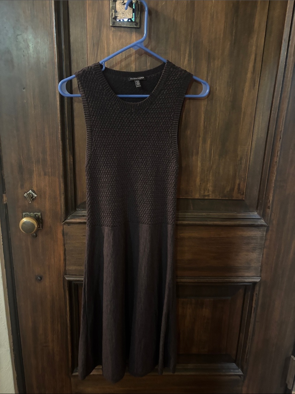 Eileen Fisher Charcoal gray 100% wool Midi dress in a gorgeous weave.